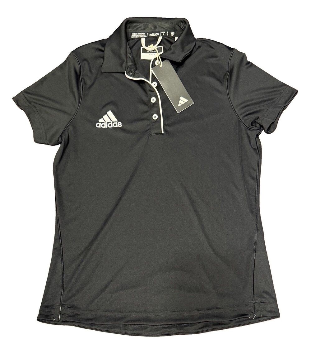 Adidas Coach Polo Shirt Women's Size Small Black White Short Sleeve Golf IS1100